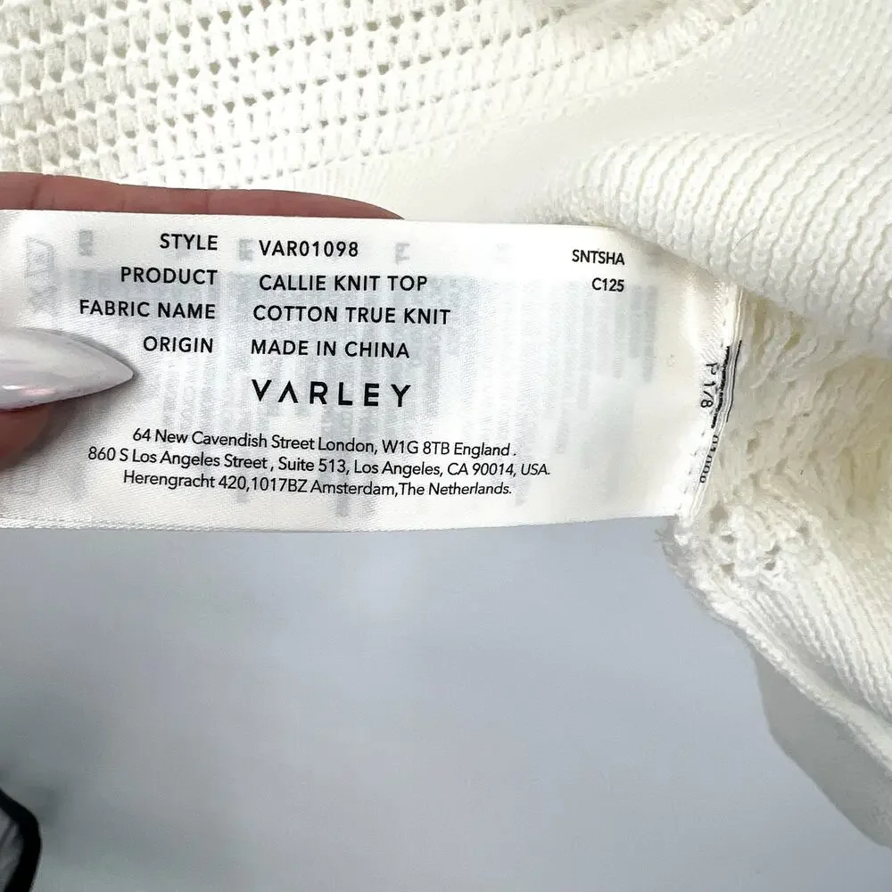 VARLEY Women's Callie Mesh Knit Top Large Beige Egret Short Sleeve NWT - Picture 12 of 13